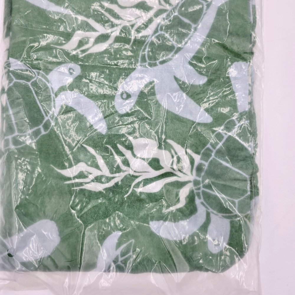 Fused Hawaii Pareo Sarong Green Sea Turtle Print Cover‎ Up Swim Beach Wrap NWT - Picture 8 of 8